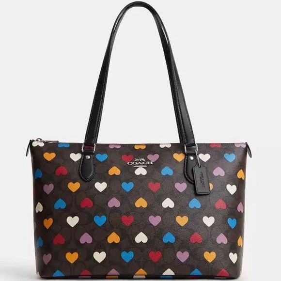 NWT COACH ❤️ Gallery Tote In Signature Canvas With Heart Print CP108 - Picture 5 of 9